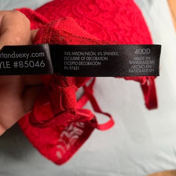 Smart & Sexy Red Underwired Bra 40DD Push Up Bra 85046 Signature Floral Lace Bra - Picture 4 of 4